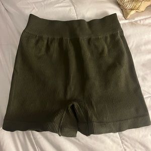 Worn once — People Olive Green Ribbed Shorts